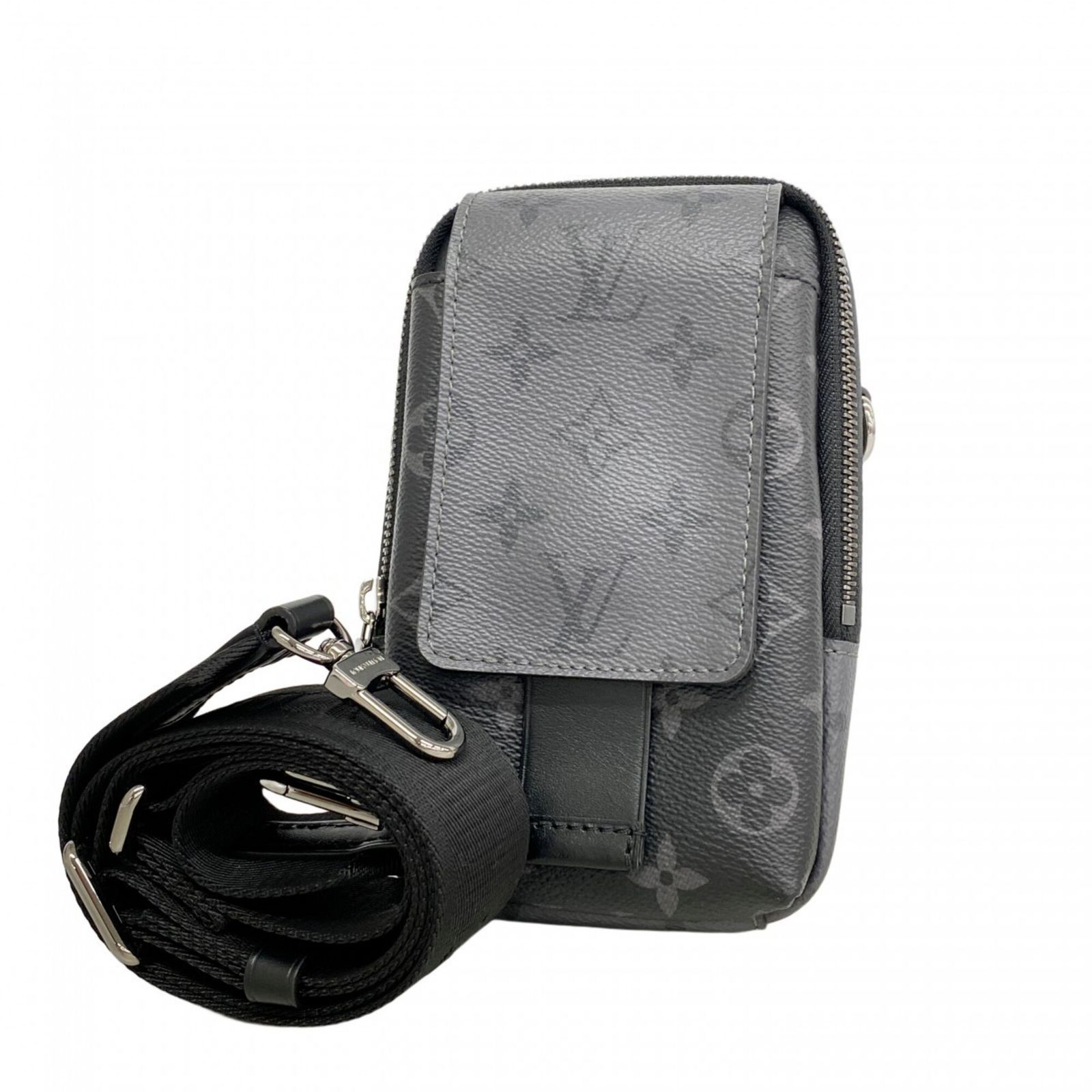 ルイ・ヴィトン(Louis Vuitton) ルイ・ヴィトン ショルダーバッグ モノグラム・エクリプス リバース ダブルフォンバッグ・ポーチ M81321 グレー ブラックメンズ