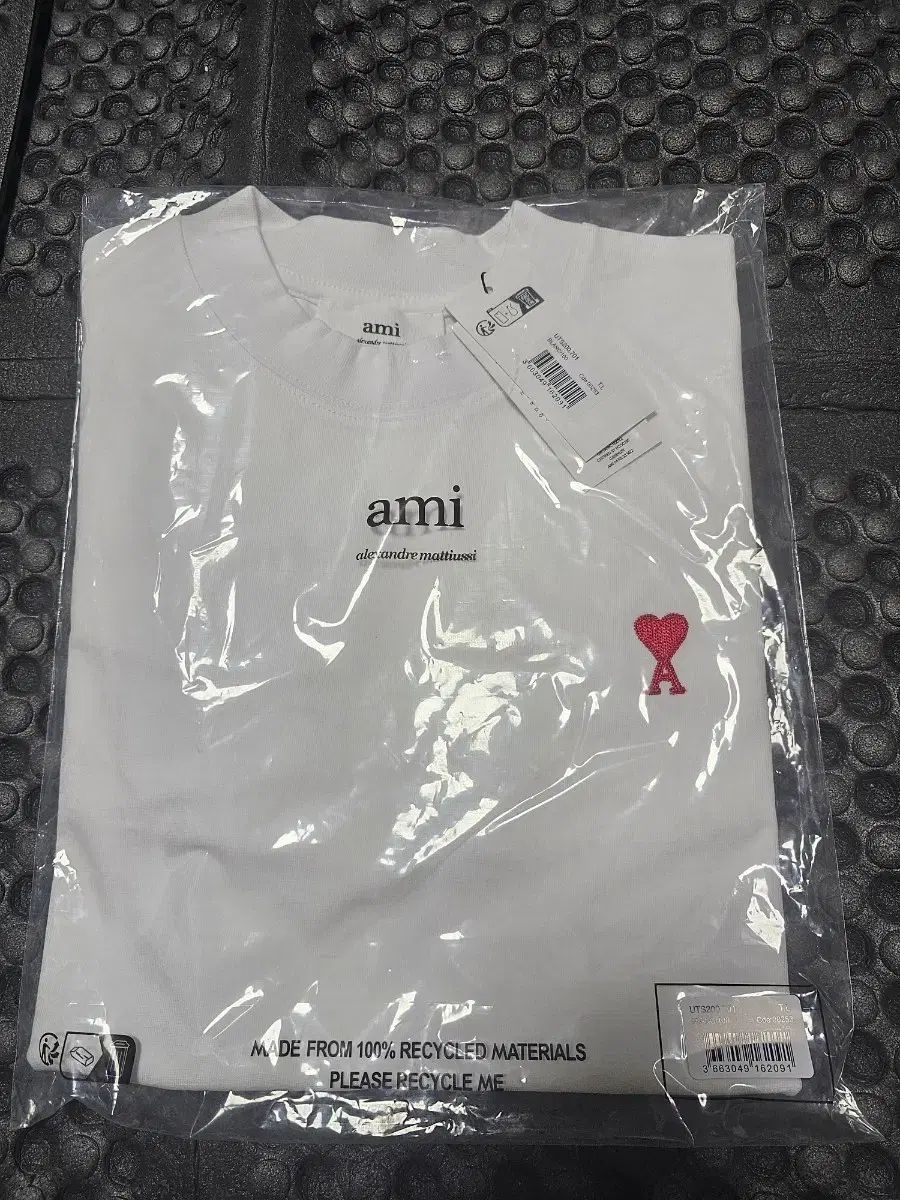 アミ スモール ハート ロゴ 長袖 Tシャツ 白 L