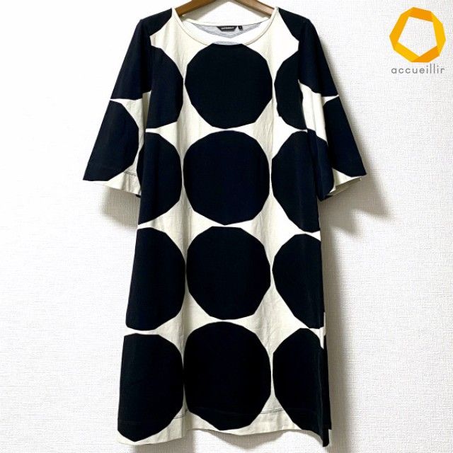 #anc マリメッコ marimekko ワンピース S 黒 白 半袖 レディース [953251]
