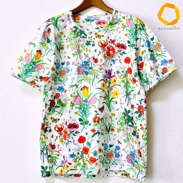 #snc グッチ GUCCI カットソー 48 白 マルチ 半袖 フローラ ヴィンテージ 花柄 レディース [989741]