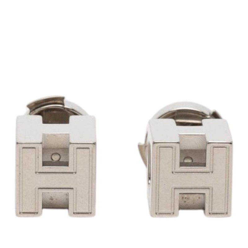 エルメス カージュ ド アッシュ Hキューブ スタッドピアス シルバー メタル レディース HERMES【228-70337】