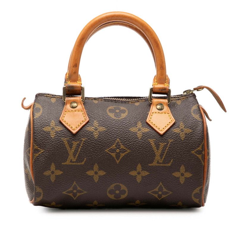 ルイ ヴィトン モノグラム ミニ スピーディ ハンドバッグ M41534 ブラウン PVC レザー レディース LOUIS VUITTON【228-70352】