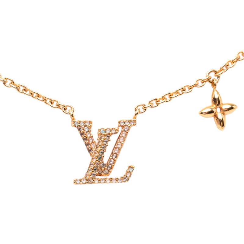 ルイ ヴィトン コリエ LV アイコニック ペンダント ネックレス M00985 ゴールド メッキ ラインストーン レディース LOUIS VUITTON【228-71683】