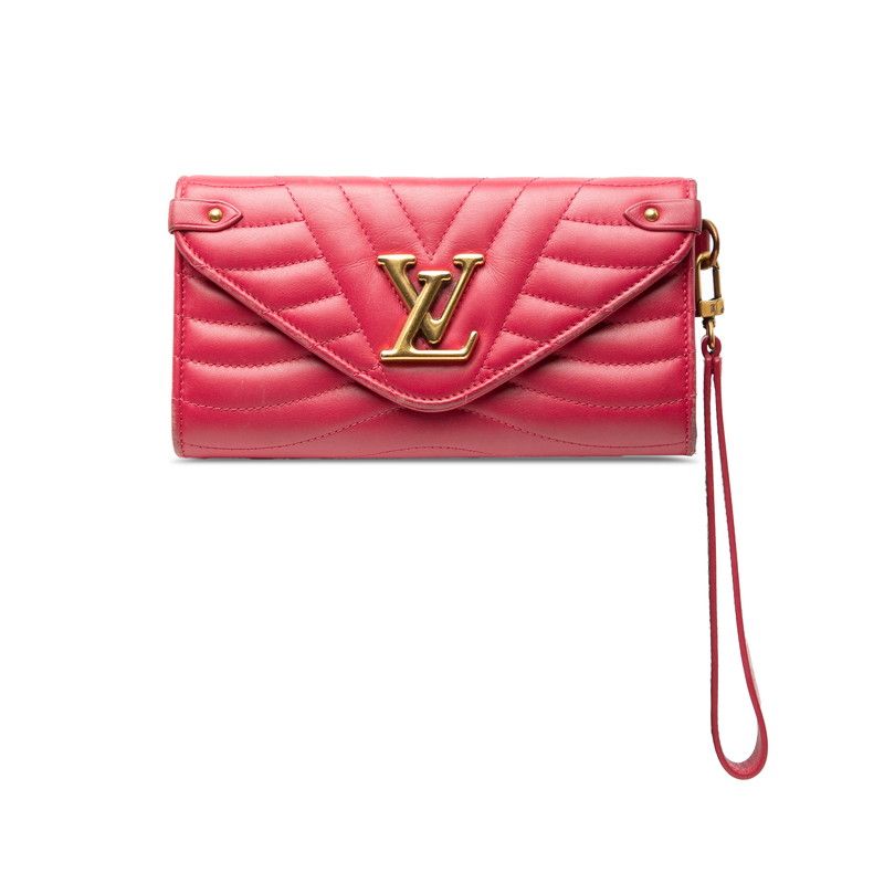 ルイ ヴィトン ニューウェーブ 長財布 ロングウォレット M63820 フリージア ピンク系 レザー レディース LOUIS VUITTON【228-71685】