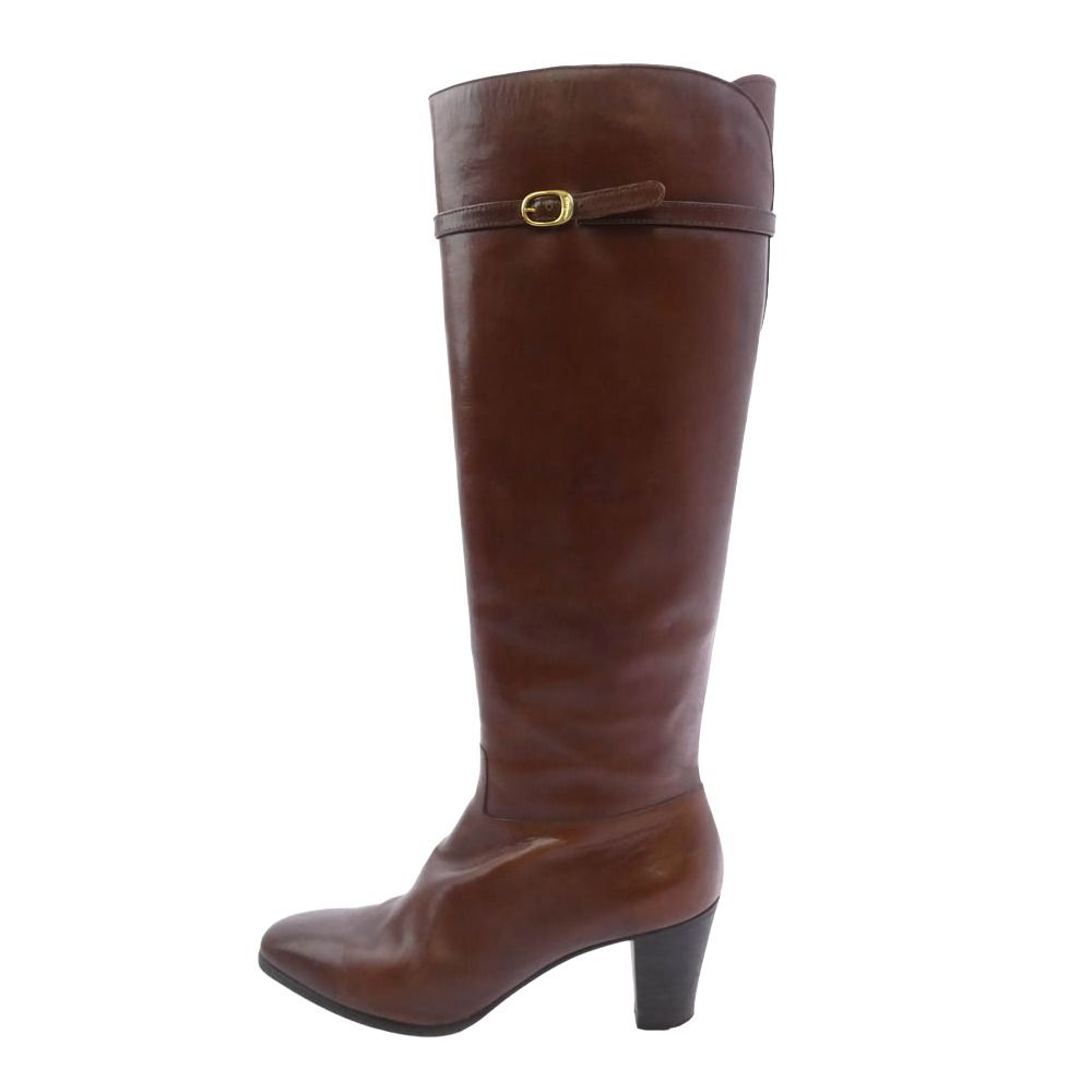 #Salvatore Ferragamo ロングブーツ ブラウン ゴールドヒール Salvatore Ferragamo サルヴァトーレフェラガモ ヒール ロングブーツ