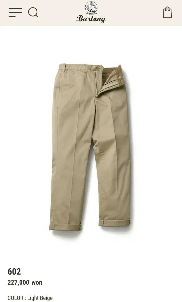 BASTONG 602 コンフォートフィット Classic チノパンツ ライトベージュ (30)