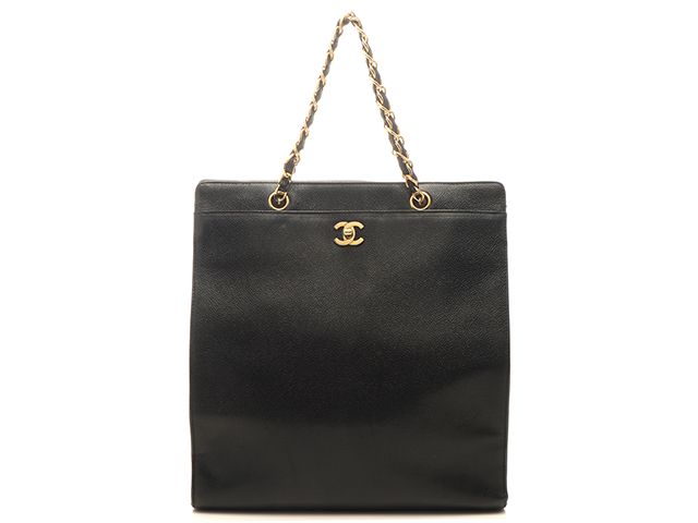 CHANEL シャネル バッグ ココマーク チェーンショルダートート ブラック/GP キャビア ﾊﾞｯｸﾞ トートバッグ キャビアスキン ブラック レディース【中古】433