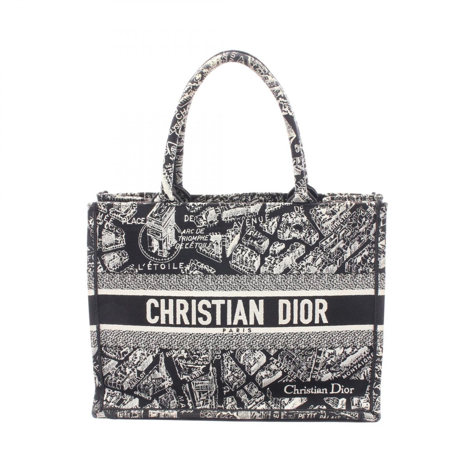 ディオール Dior トートバッグ BOOK TOTE ブックトート ミディアム ブラック キャンバス ブックトート ミディアム レディース Used B