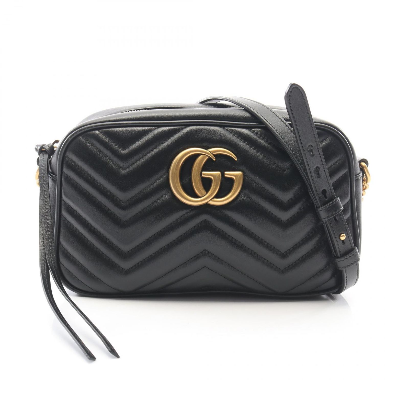グッチ GUCCI ショルダーバッグ GGマーモント 447632 ブラック レザー GGマーモント ショルダーバッグ レディース Used A