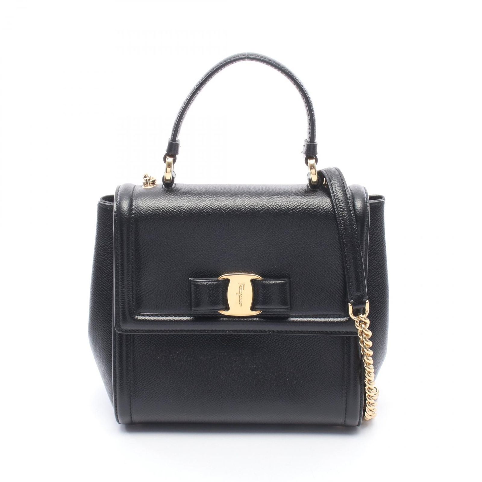 サルヴァトーレフェラガモ Salvatore Ferragamo ショルダーバッグ ヴァラリボン 2WAY 21 G646 ブラック レザー ヴァラリボン トップハンドル バッグ レディース Used B
