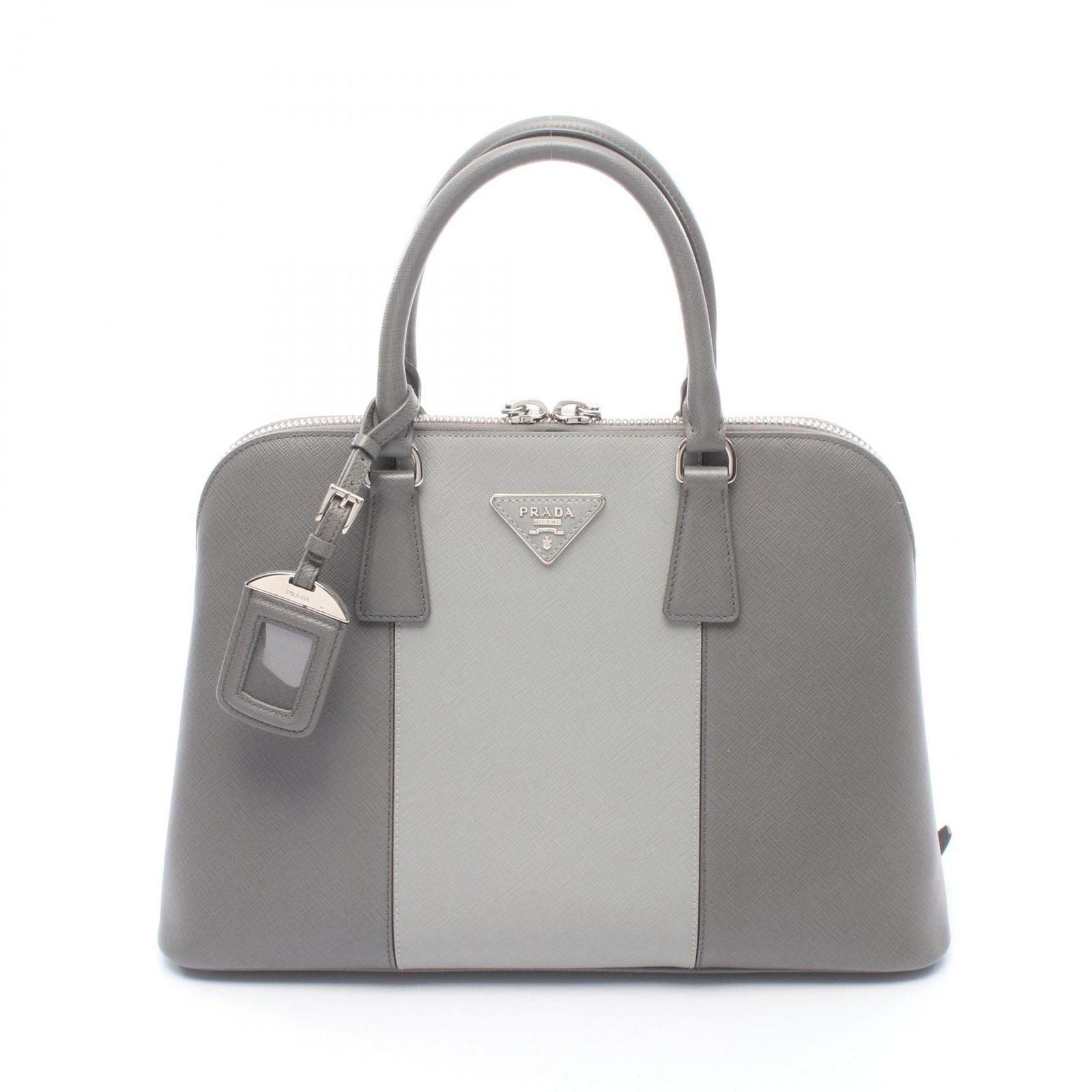 プラダ PRADA ハンドバッグ SAFFIANO LUX グレー レザー バイカラー トライアングルロゴ ハンドバッグ レディース Used A 75,790円