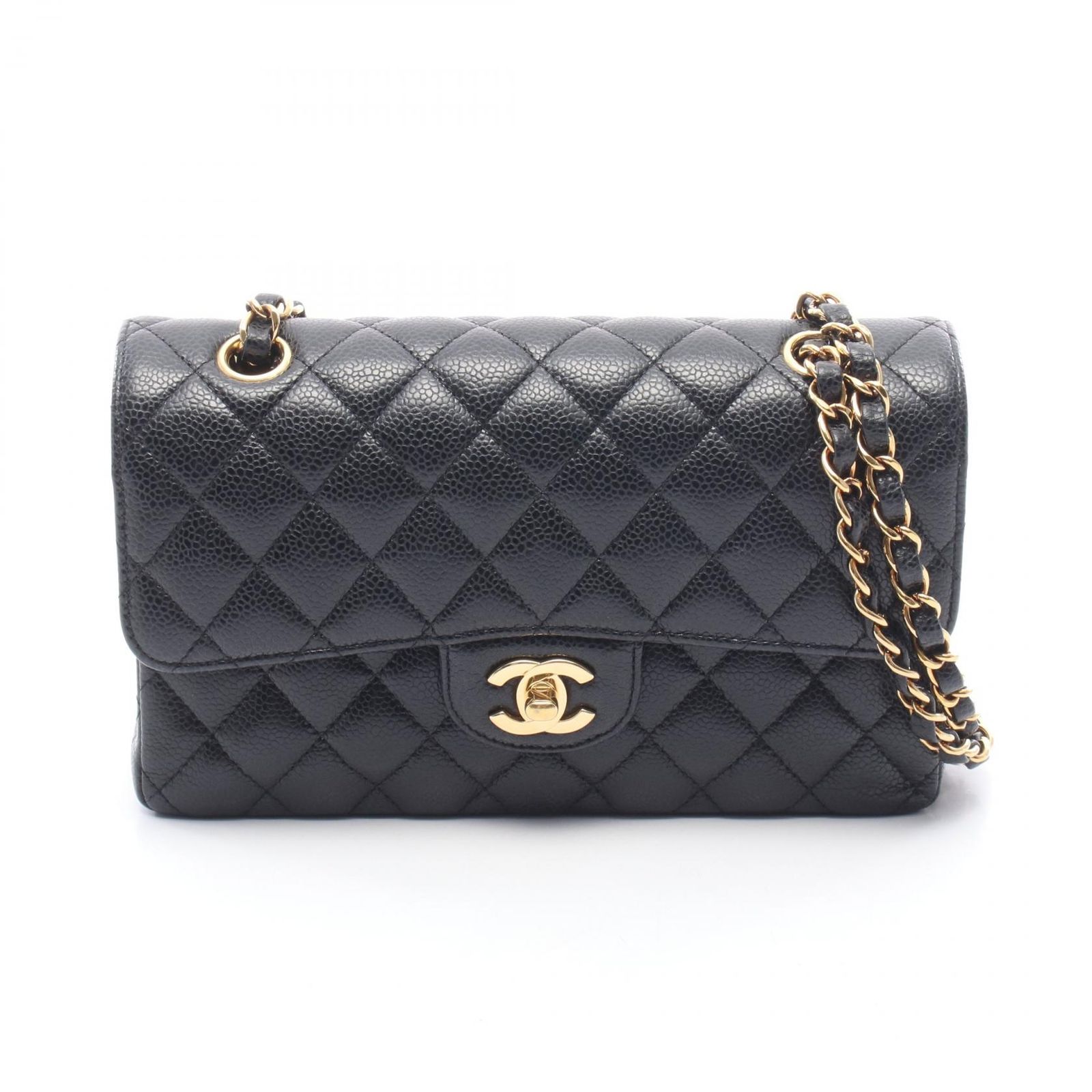 シャネル CHANEL ショルダーバッグ マトラッセ Wフラップ ブラック キャビアスキン(グレインドカーフ) マトラッセ ダブルフラップ チェーンショルダー レディース