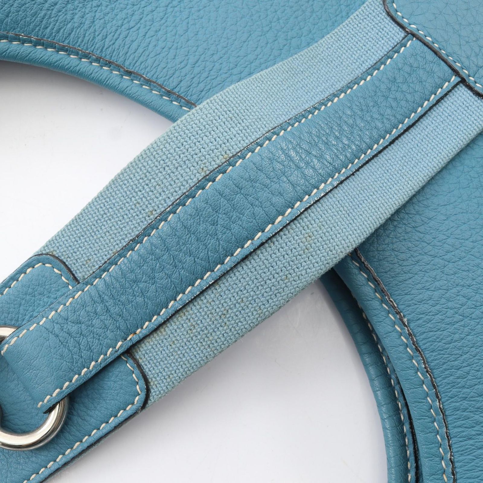 エルメス HERMES ショルダーバッグ サコ ブルージーン レザー サコ