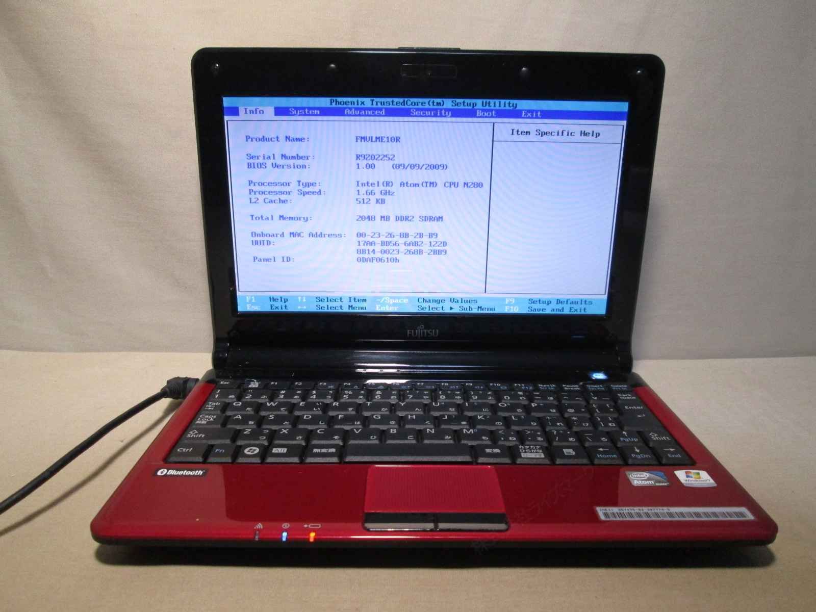 富士通 FMV-BIBLO LOOX M M/E10【Atom N280 1.66GHz】 【Windows7世代