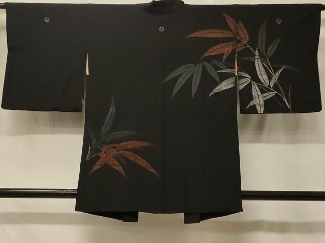 平和屋着物＃羽織　寿光織　笹の葉文　黒地　金銀糸　正絹　逸品　未使用　CABF8934in 11,856円