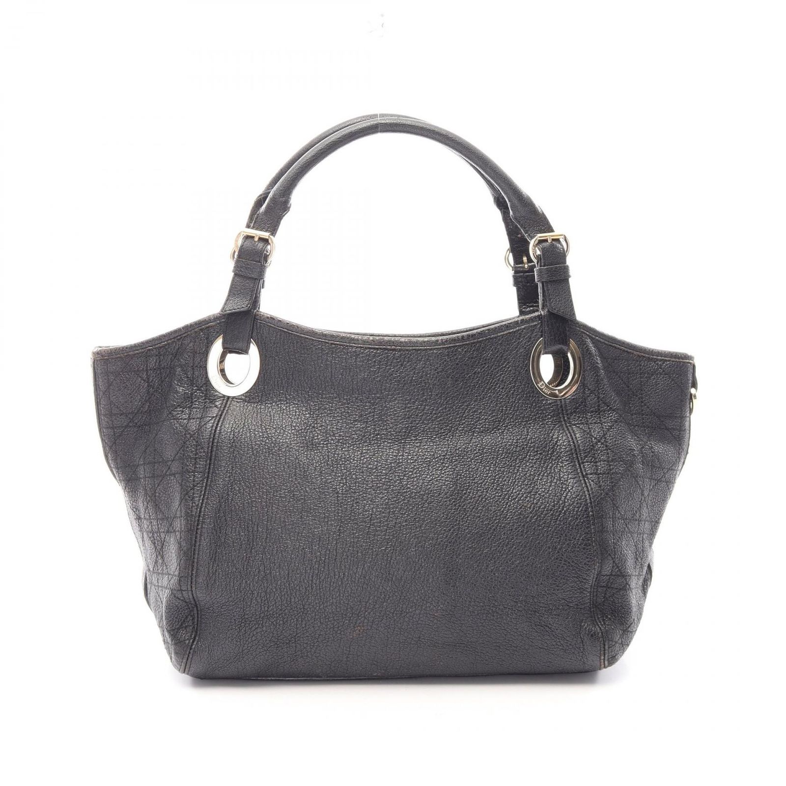 クリスチャンディオール Christian Dior トートバッグ カナージュ ブラック レザー カナージュ ハンド レディース Used B