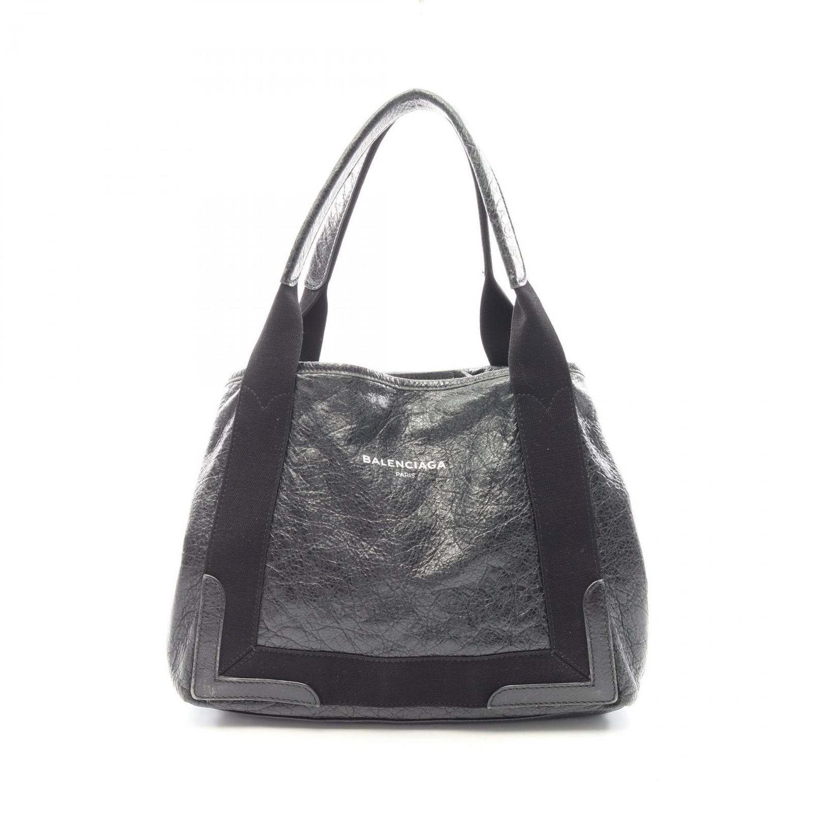 バレンシアガ BALENCIAGA トートバッグ NAVY CABAS S ネイビーカバ 339933 ブラック レザー ネイビーカバ S レディース Used B