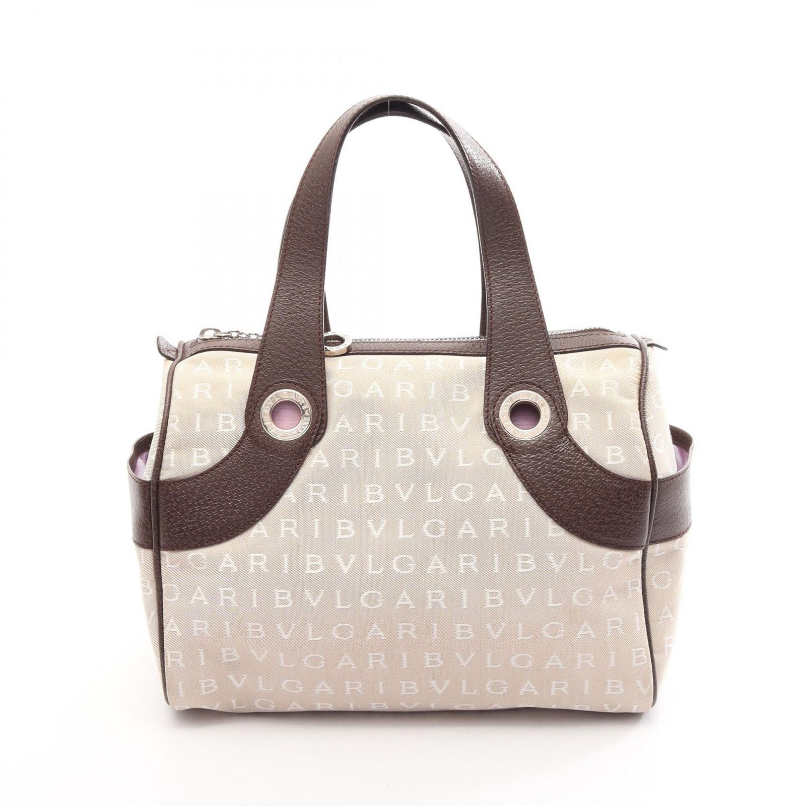ブルガリ BVLGARI ハンドバッグ ロゴマニア ベージュ キャンバス レザー ロゴマニア ハンドバッグ レディース Used B 27,820円