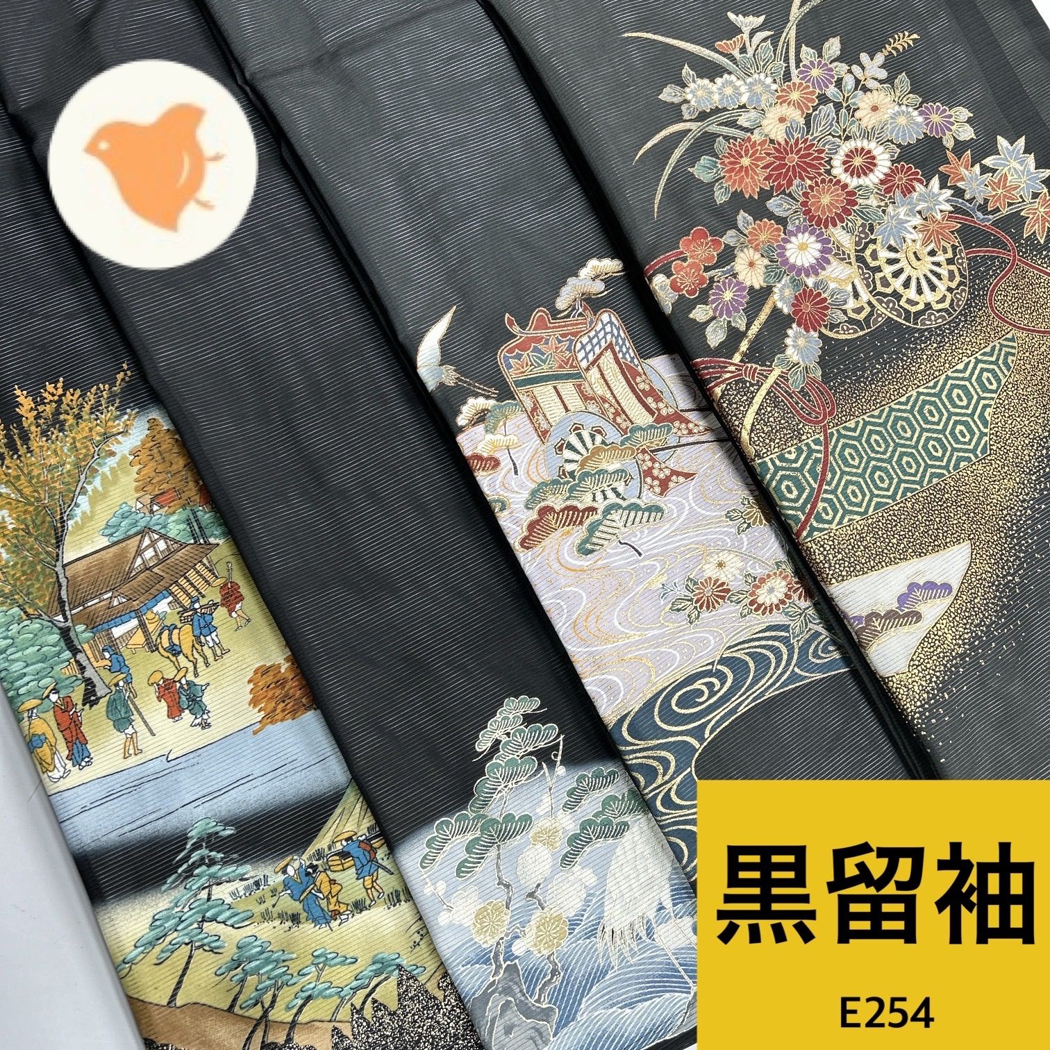 夏 黒留袖 絽 4枚 ポリエステル 着物まとめ売り【E254】同梱購入歓迎