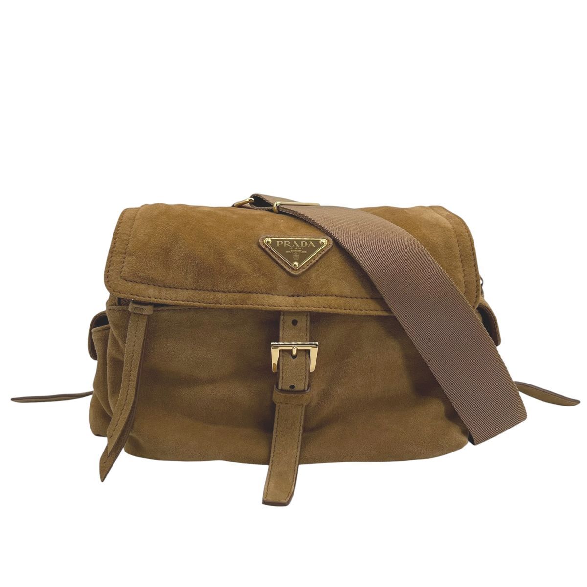 【中古】 PRADA プラダ エクスプローラ ミディアム スエード ショルダーバッグ 1BD394008F0401VNOO ハンドルバッグ 2way シナモン/ブラウン系 羊革ラムスキン レディース 25033995 CA