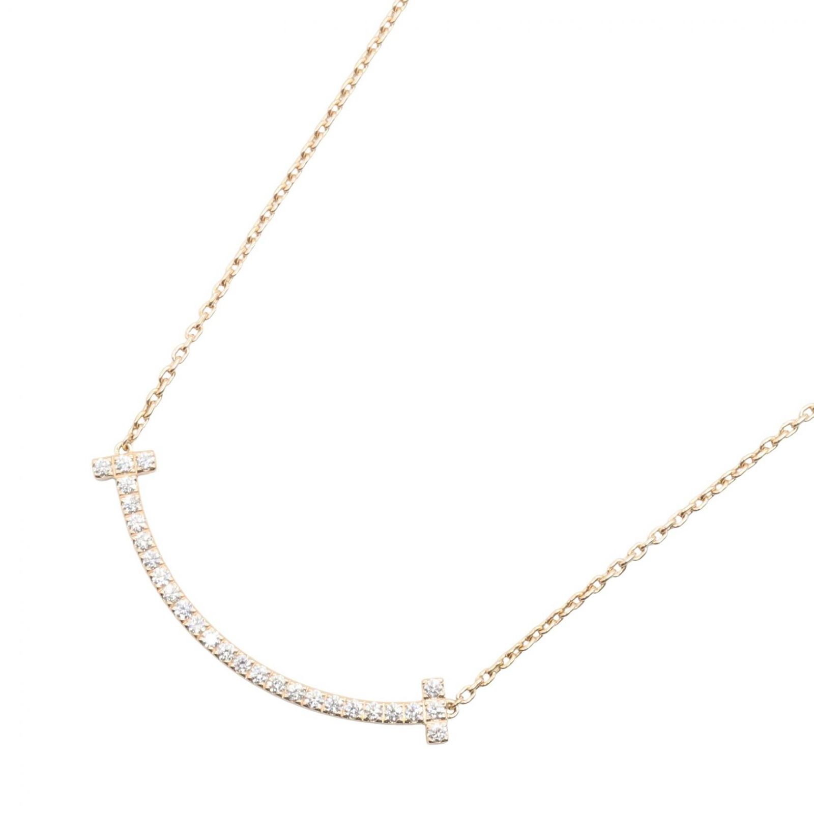 Tiffany & Co. Necklace T Smile Medium Diamond Necklace Neck Circumference 41/46 cm K18PG (Pink Gold) Diamond T Smile Medium Diamond Necklace