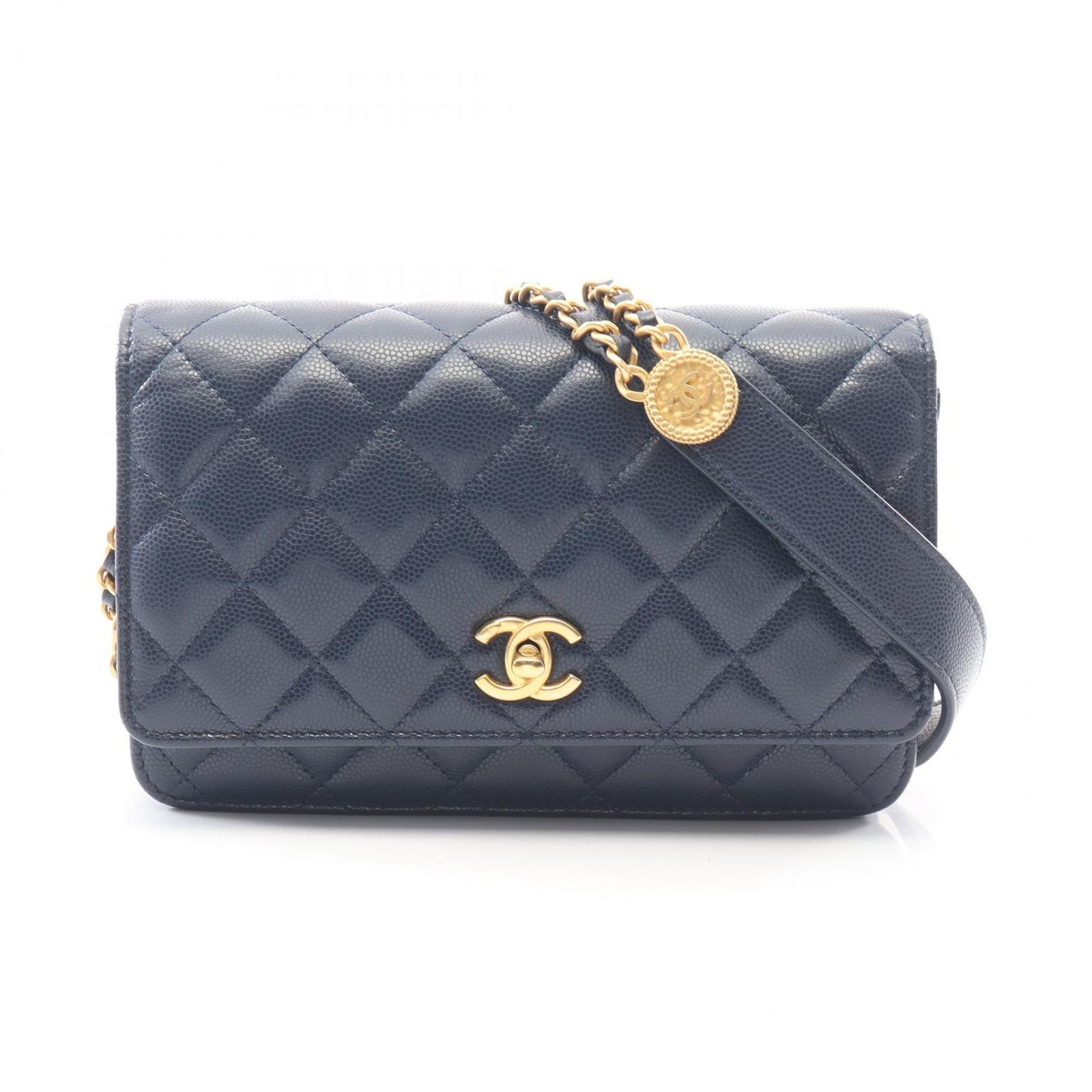 シャネル CHANEL ショルダーバッグ マトラッセ AP2840 ネイビー 