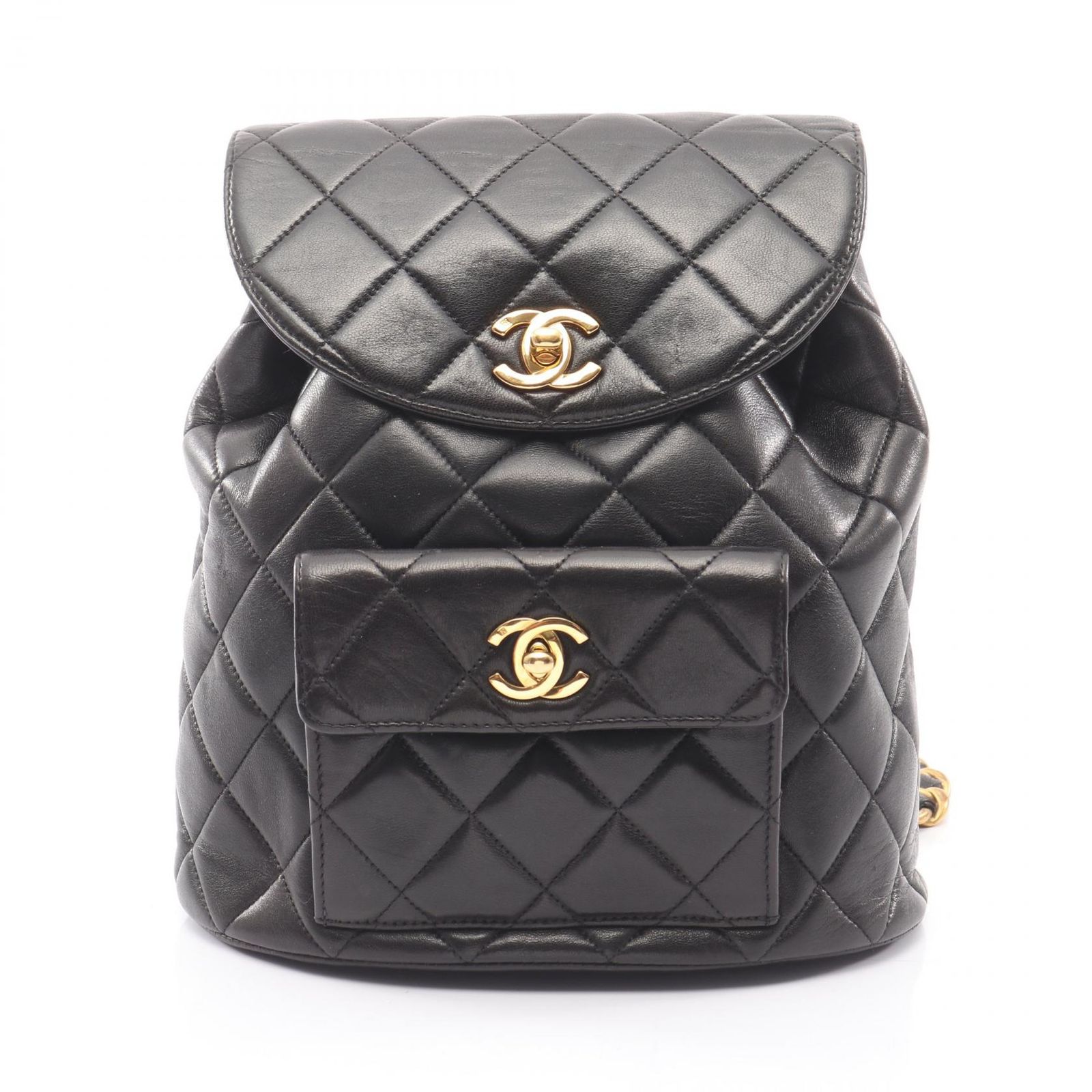 シャネル CHANEL リュックサック バックパック マトラッセ A04194 ブラック ラムスキン（羊革） マトラッセ ダブルターンロック チェーンバックパック レディース