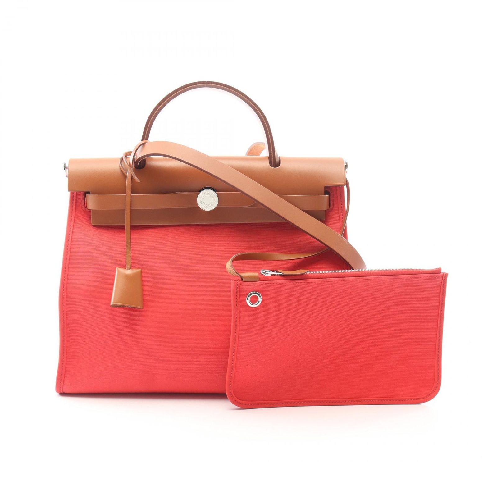 エルメス HERMES ハンドバッグ エールバッグジップPM 2WAY ローズエクストリーム/ナチュラル キャンバス レザー エールバッグジップPM ローズエクストリーム/ナチュラル