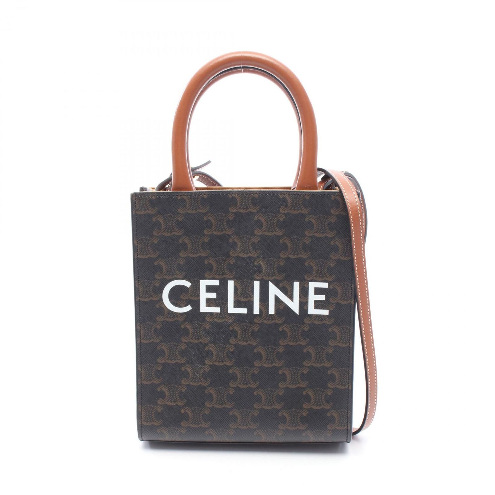 セリーヌ CELINE ハンドバッグ ミニ バーティカル カバ トリオンフ 194372 ブラック/ブラウン PVCコーティングキャンバス レザー トリオンフ バーティカル カバ ミニ