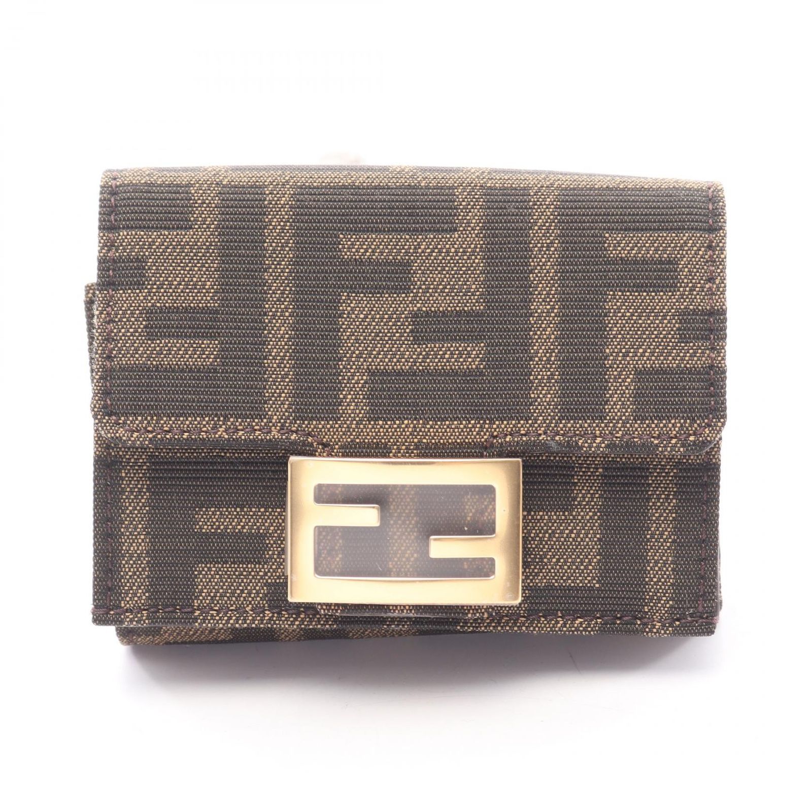 フェンディ FENDI 三つ折り財布 バゲット ズッカ 8M0395A98PF0A6E ブラウン キャンバス バゲット マイクロ 三つ折財布 レディース 新品