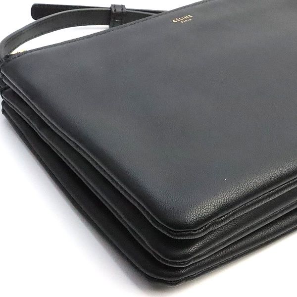 セリーヌ CELINE トリオスモール ショルダーバッグ 黒 レザー G金具