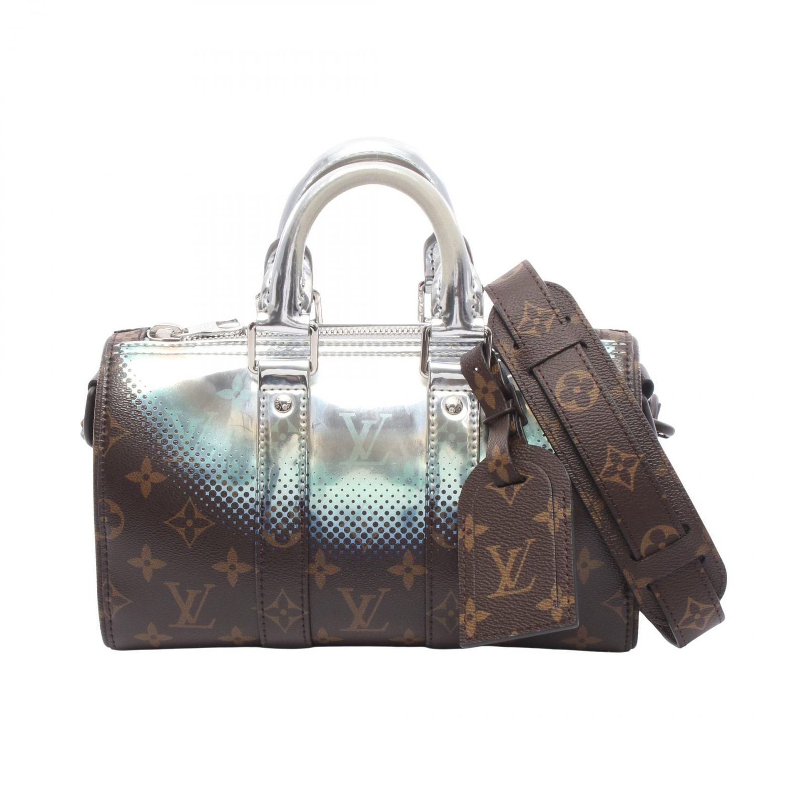 ルイ・ヴィトン LOUIS VUITTON ハンドバッグ キーポル バンドリエール25 2WAY M23119 シルバー PVCコーティングキャンバス キーポル・バンドリエール25 メンズ Used A