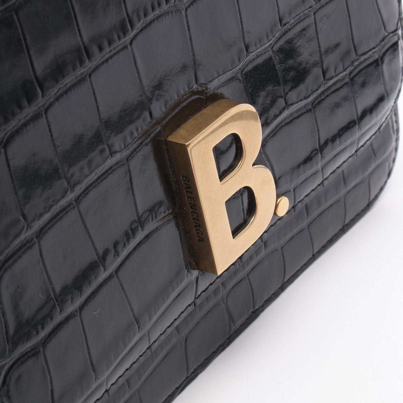 バレンシアガ BALENCIAGA ショルダーバッグ ビードット クロコ型押し 
