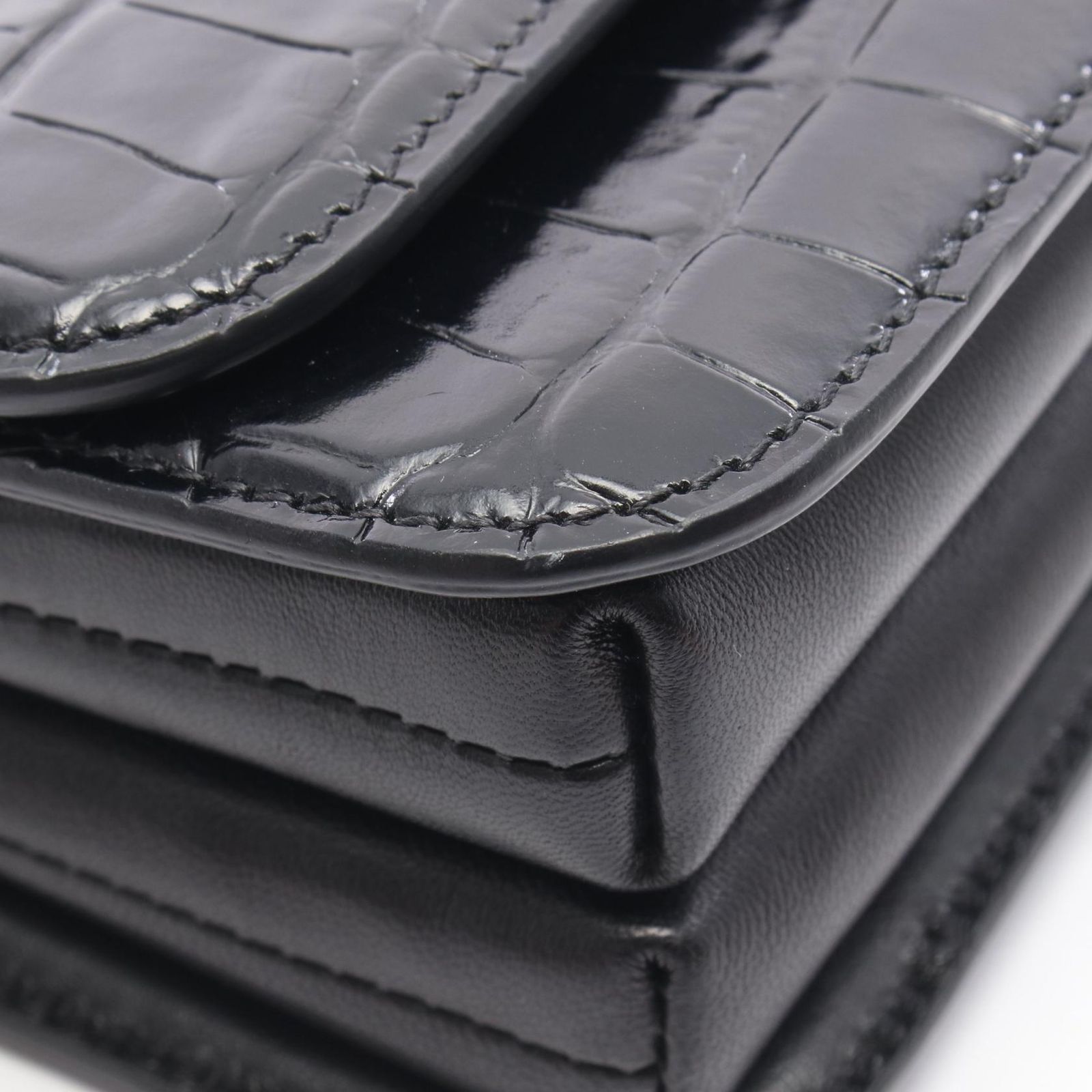 バレンシアガ BALENCIAGA ショルダーバッグ ビードット クロコ型押し 