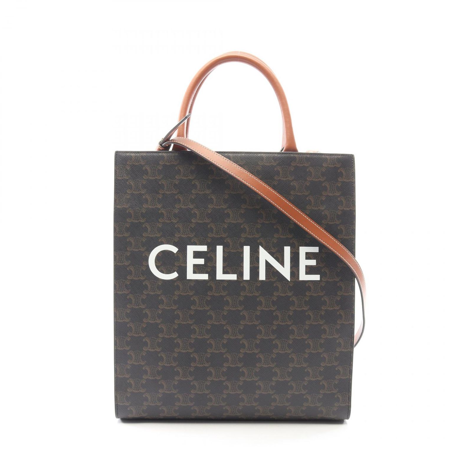 セリーヌ CELINE トートバッグ スモール バーティカル カバ トリオンフ 2WAY 191542 ブラック/ブラウン PVCコーティングキャンバス レザー トリオンフ バーティカル カバ スモール