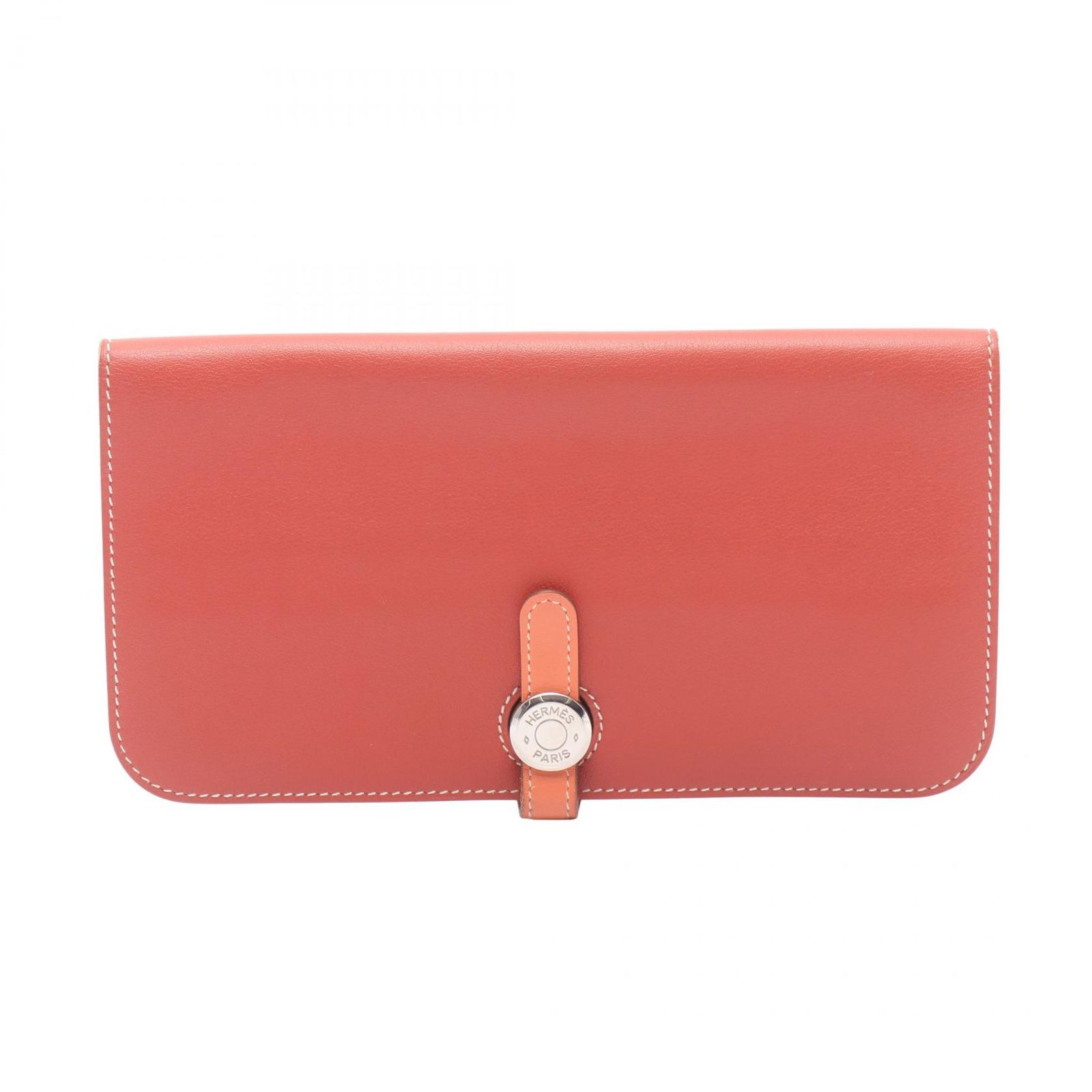 エルメス HERMES 二つ折り長財布 ドゴンロング サンギーヌ/クレヴェット レザー カーフ（牛革） ドゴン ロング サンギーヌ/クレヴェット レディース Used A