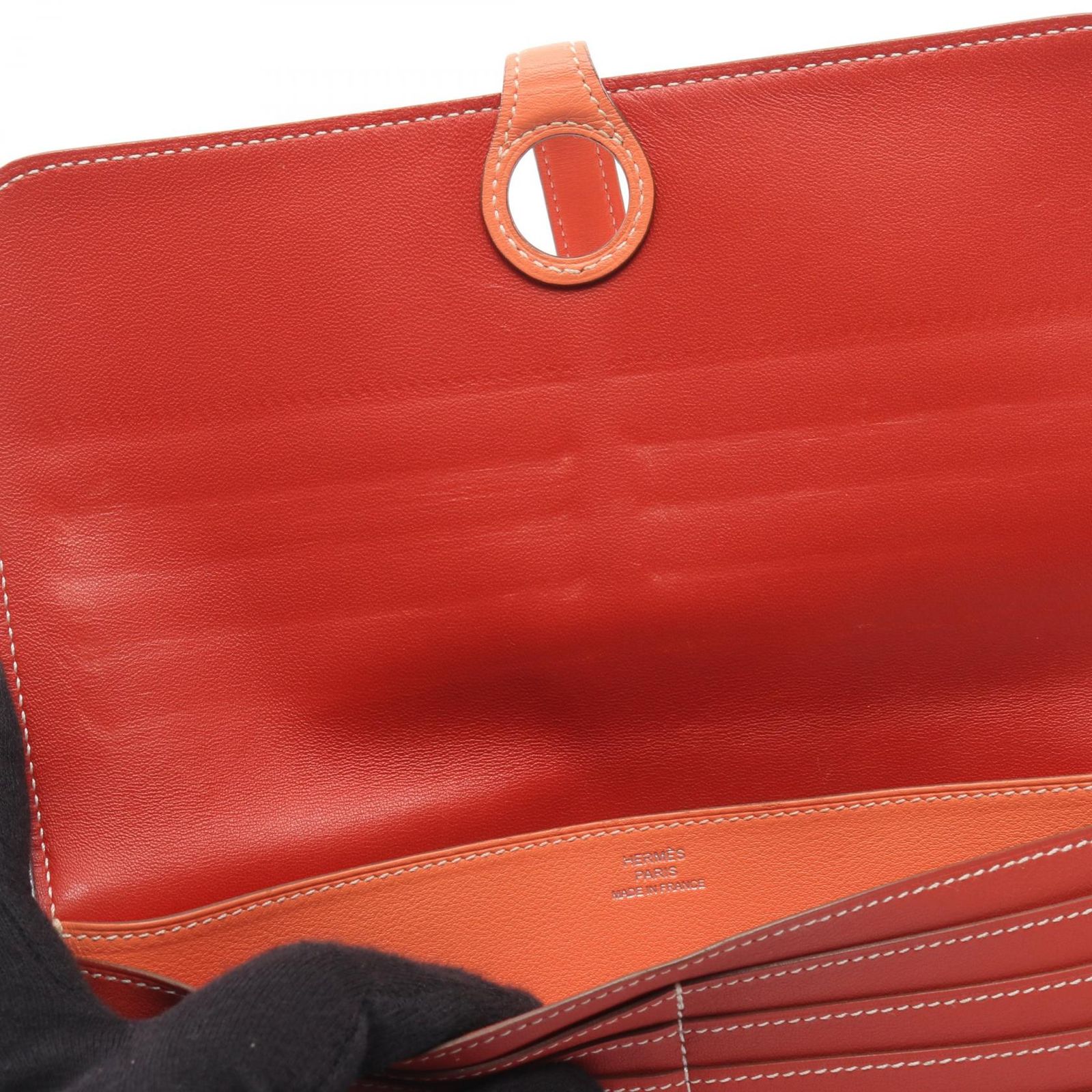 エルメス HERMES 二つ折り長財布 ドゴンロング サンギーヌ 
