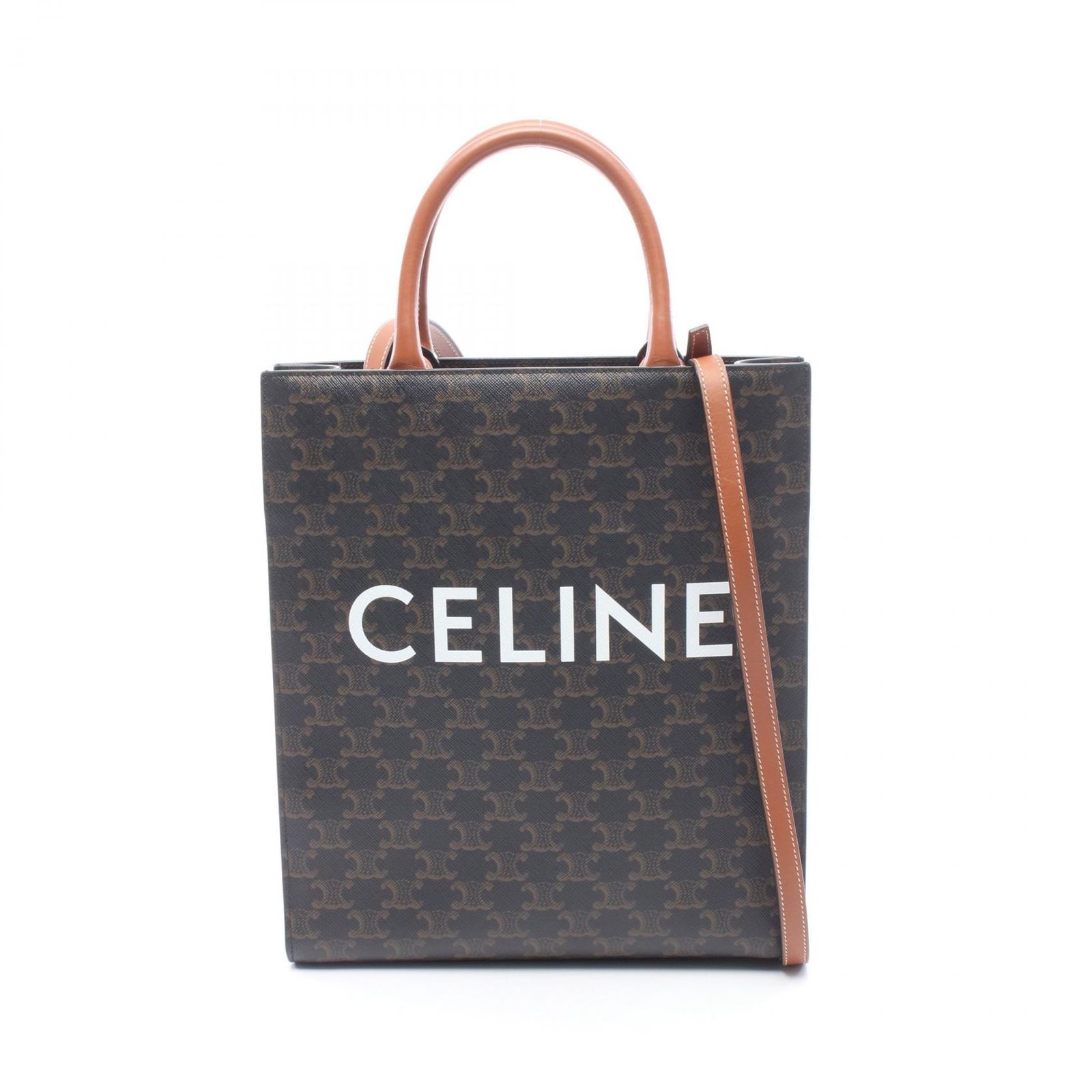 セリーヌ CELINE トートバッグ スモール バーティカル カバ トリオンフ 2WAY 191542 ブラック/ブラウン PVCコーティングキャンバス レザー トリオンフ バーティカル カバ スモール