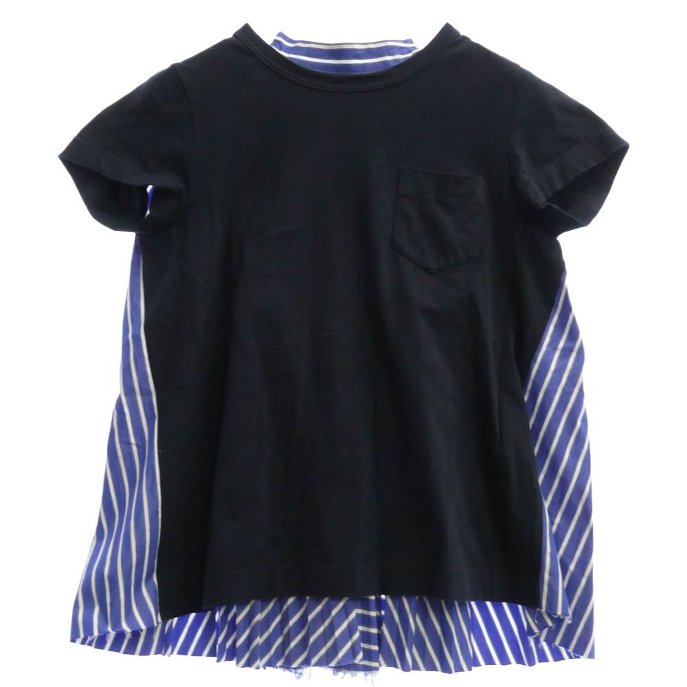 Sacai サカイ 18SS 18-04003 バックプリーツ ストライプシャツ切替 