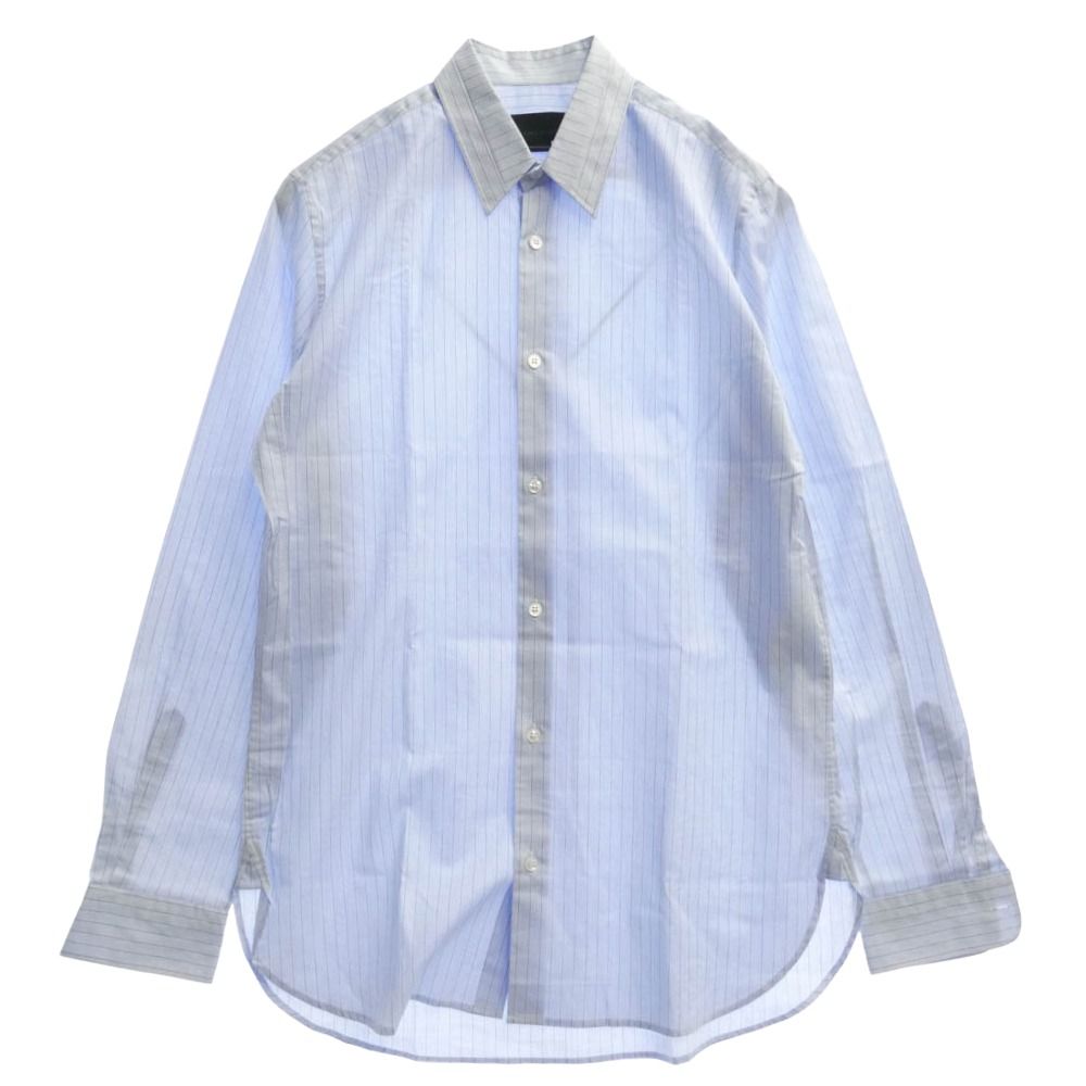 Stella McCartney ステラマッカートニー 襟切替 ストライプ 長袖 ドレスシャツ ライトブルー系 39【中古】