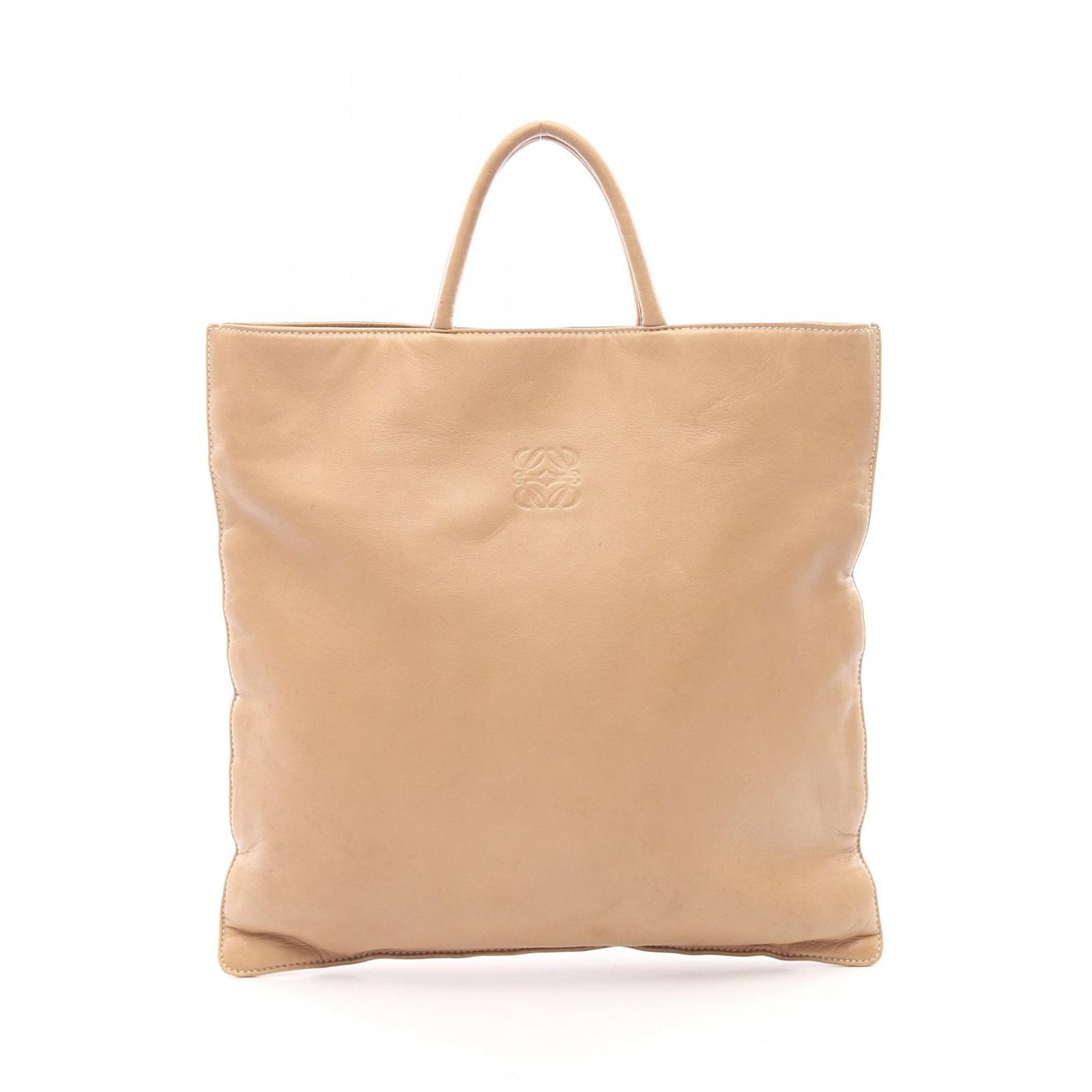 ロエベ LOEWE トートバッグ アナグラム ベージュ レザー アナグラム トート レディース Used B