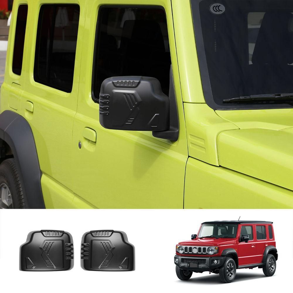 スズキ ジムニー ノマド Jimny Nomade 2025年 ドアミラーカバー マットブラック 2点 ABS製 車種専用設計 貼り付け装着 サイドミラー外装カバー キズ防止 耐摩耗 汚れ対策 ボディ保護 アクセントパーツ 外観を引き締める簡単ドレスアップ用品