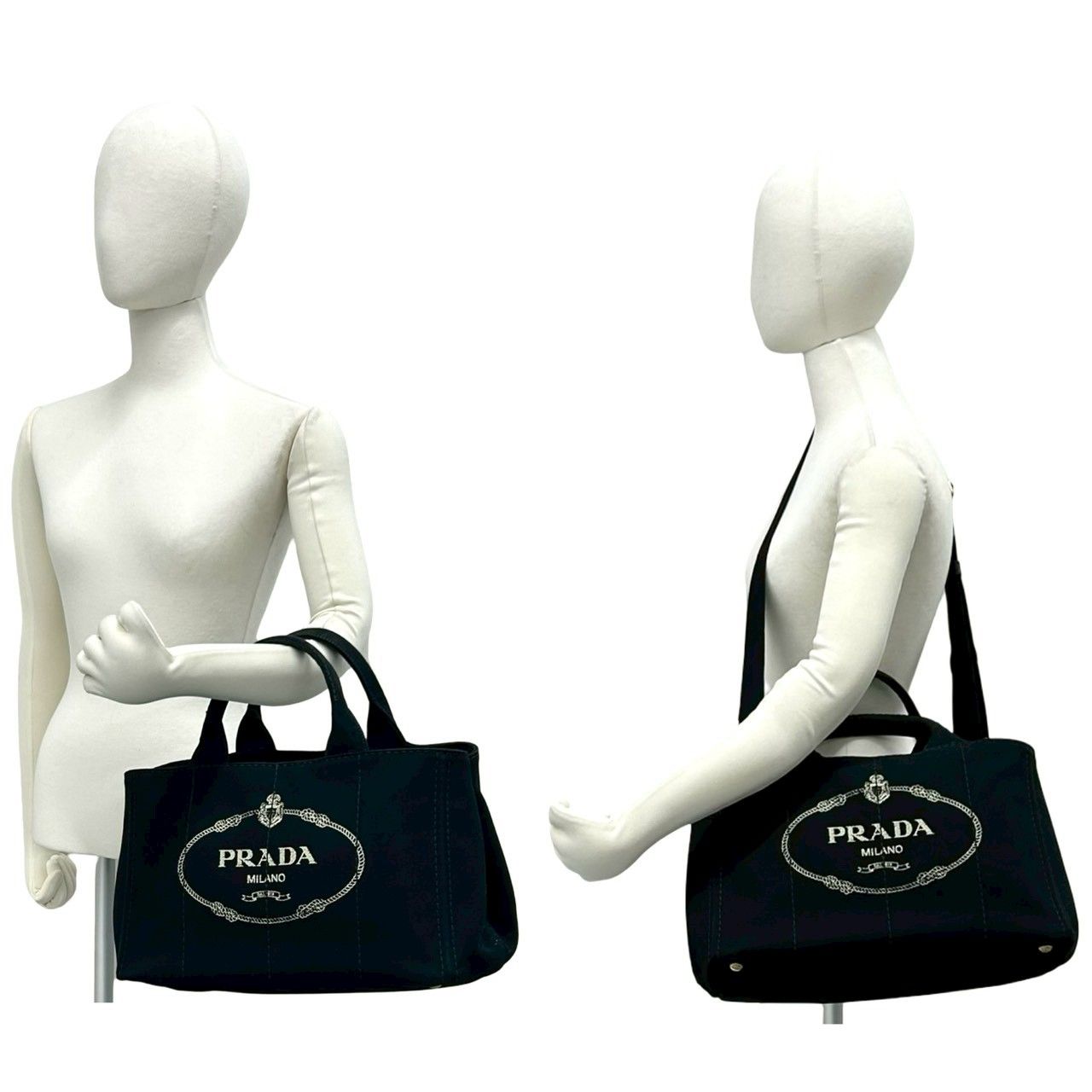 極 美品 袋付き PRADA プラダ カナパ 三角ロゴ 金具 キャンバス 2way