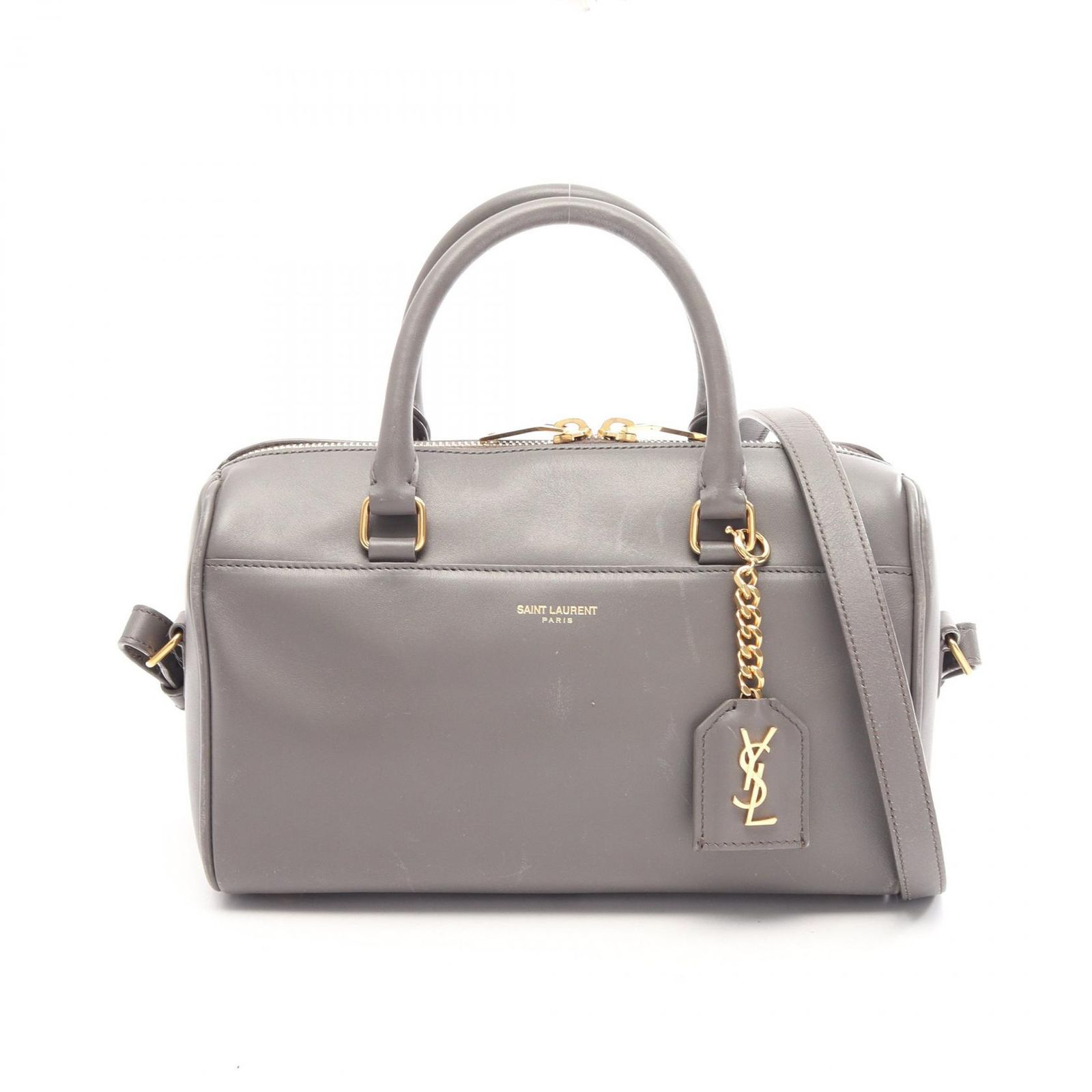 サンローランパリ SAINT LAURENT PARIS ハンドバッグ ベイビーダッフル 2WAY 400422 グレー レザー ベビー ダッフル レディース Used B