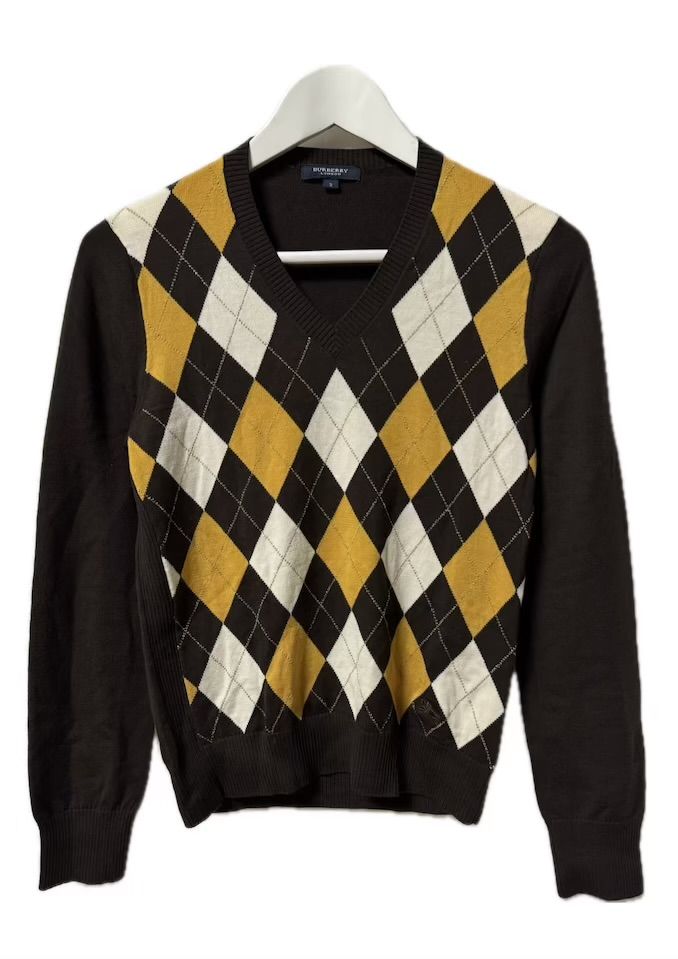 バーバリー ロンドン BURBERRY LONDON Vネック ニット セーター 2 ブラウン 長袖 トップス