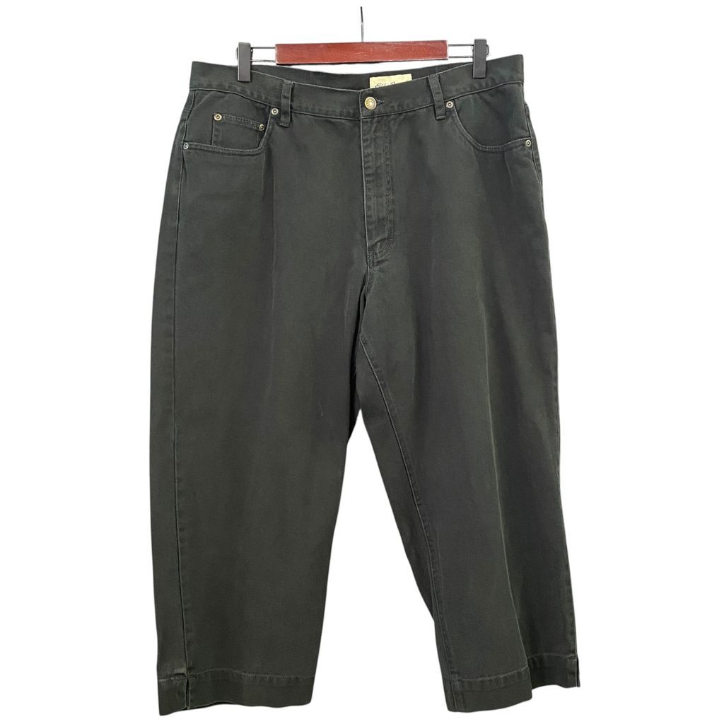90s〜 Eddie Bauer エディーバウアー 後染め ブラックデニム クロップド丈 ブラック サイズ18 No.S274