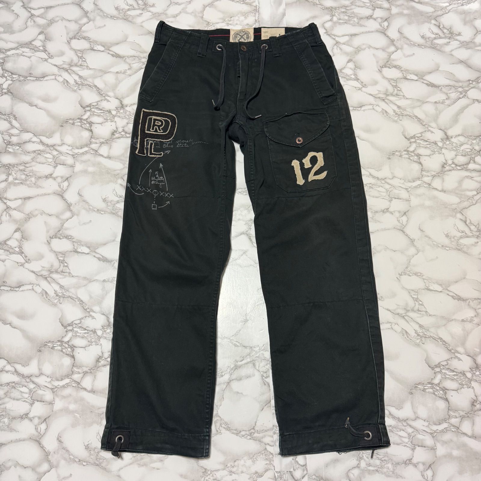 希少【POLO RALPH LAUREN ポロ ラルフローレン 【商品名】1874 BLEECKER/ユーズド加工 ワッペン ロゴ カーゴパンツ/ミリタリー パンツ