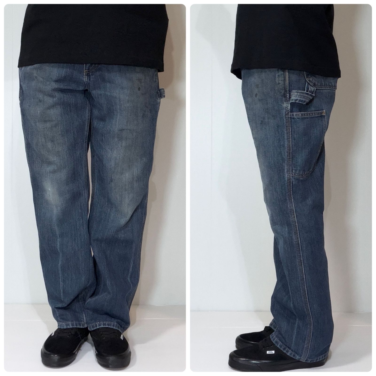 極上フェード Carhartt カーハート シングルニー デニムペインター 