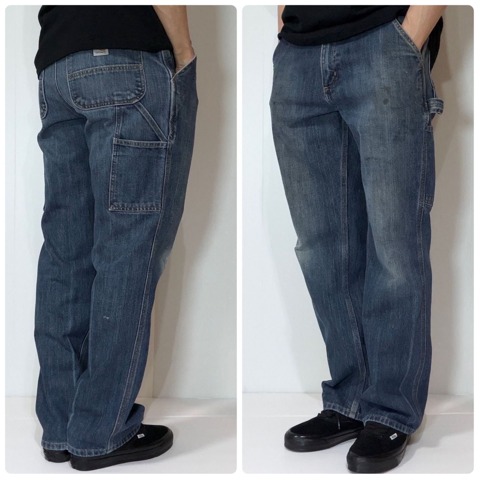 極上フェード Carhartt カーハート シングルニー デニムペインター