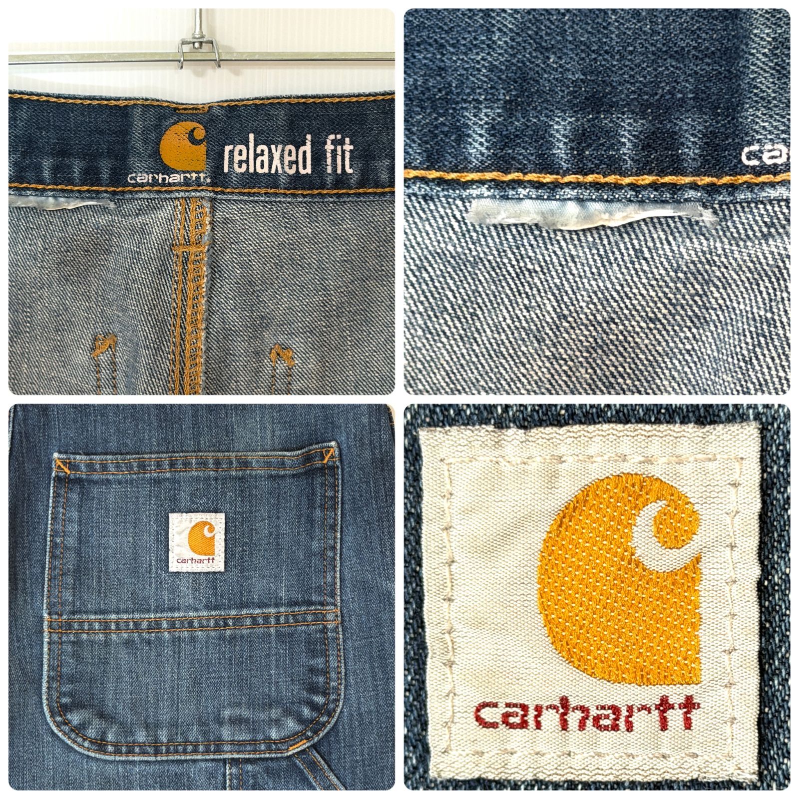 極上フェード Carhartt カーハート シングルニー デニムペインター